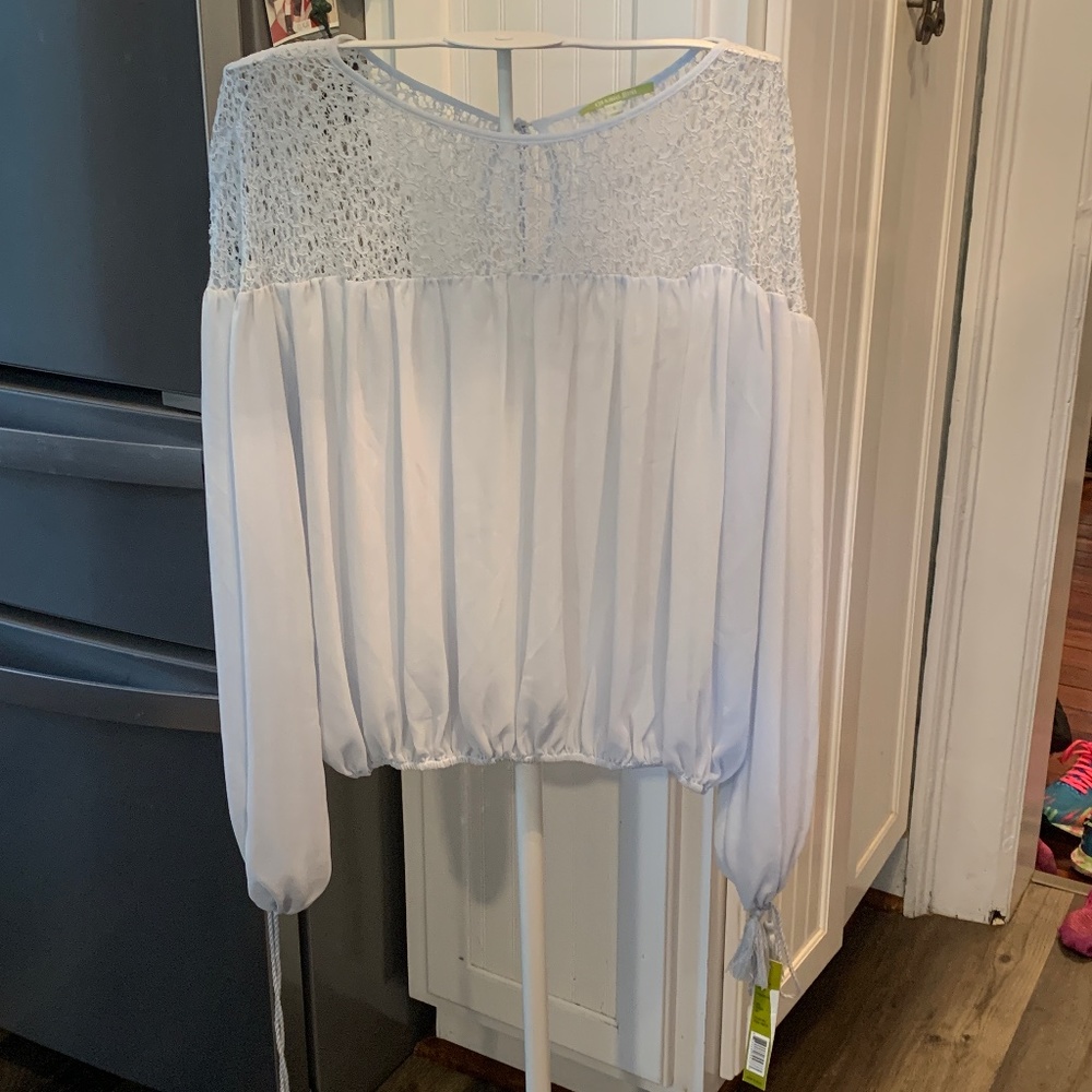 Gianni Bini Charlotte blouse in powder blue. NWT. Retail 88
